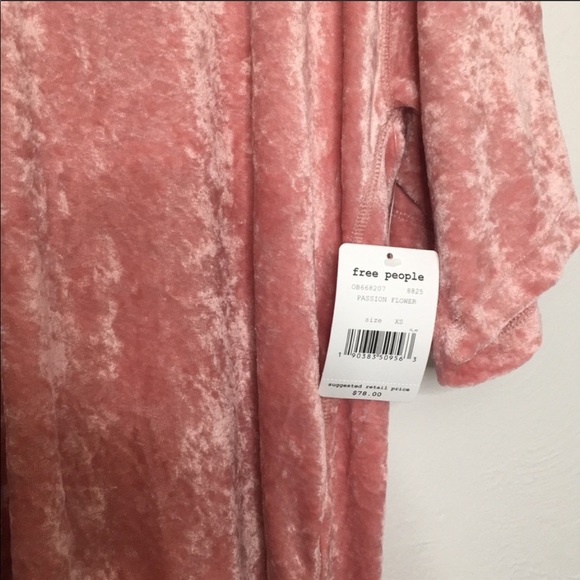 free people velvet oversized tunic dress pink xs - Picture 5 of 6